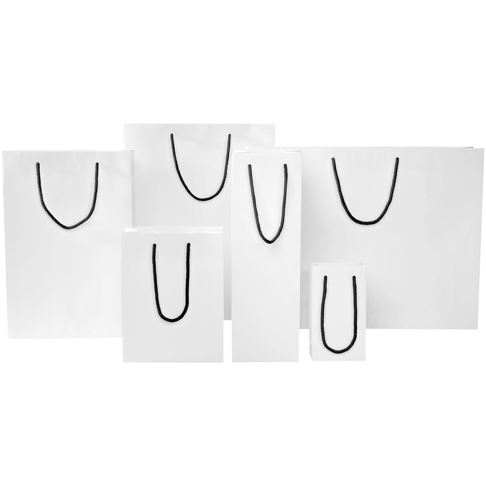 Handgefertigte 170 g/m² Integra-Papiertüte mit Kunststoff Kordelgriffen – 45 × 10 × 35 cm