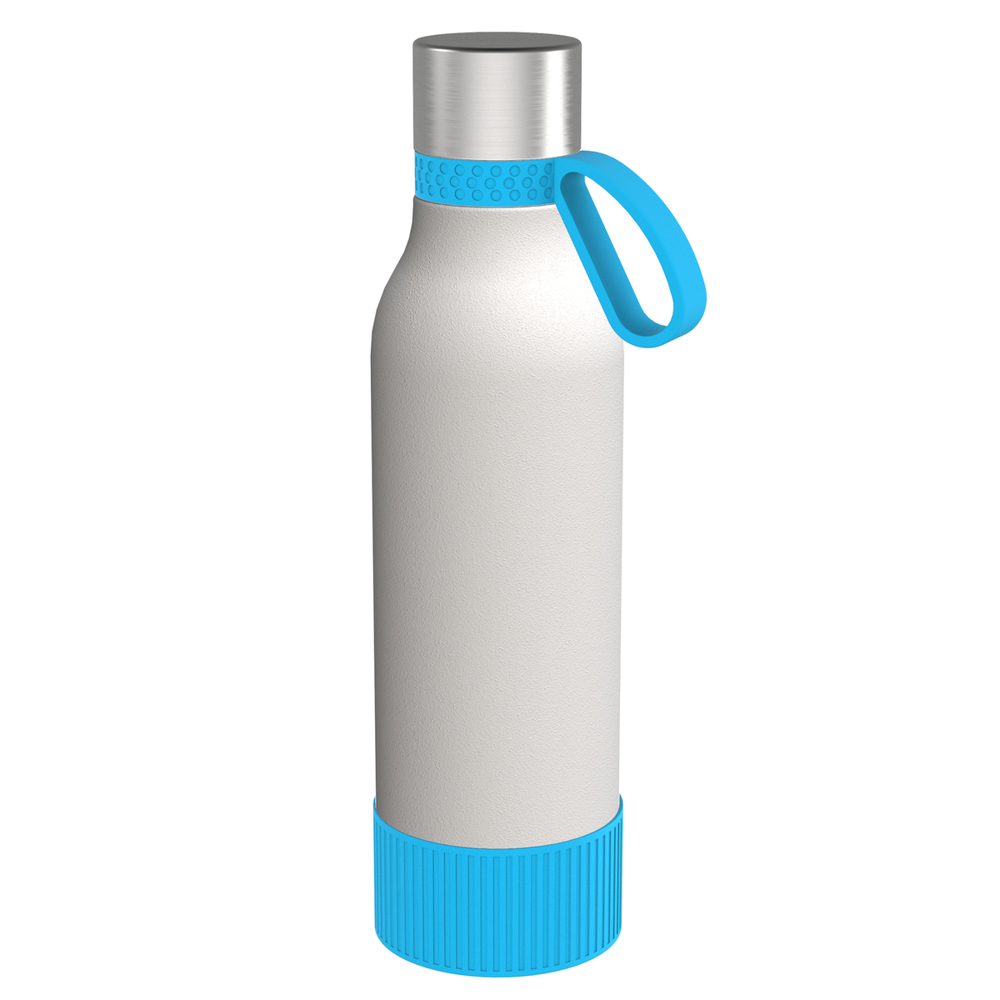 Trinkflasche RETUMBLER-myTOULON II 820 - cyan, silber, weiß
