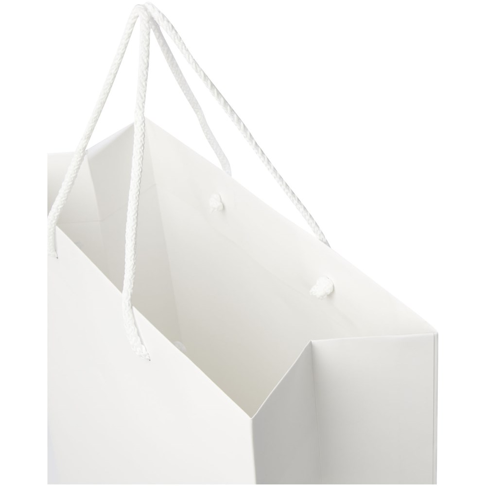 Handgefertigte 170 g/m² Integra-Papiertüte mit Kunststoff Kordelgriffen – 31 × 12 × 41 cm