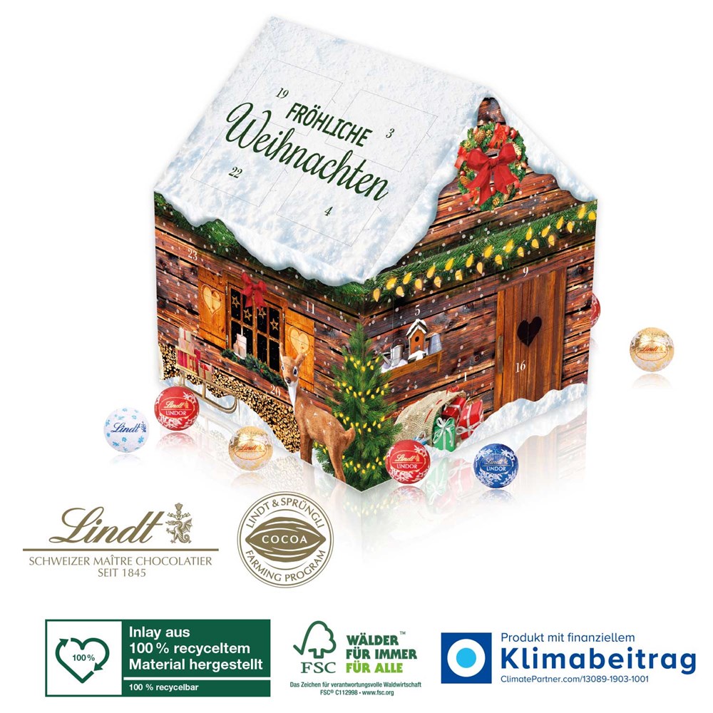 Adventskalender "Weihnachtshaus" Classic mit Lindt Minis