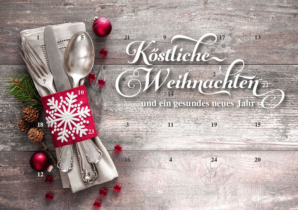 A5-Schoko-Adventskalender mit Werbeeindruck - Köstliche Weihnachten