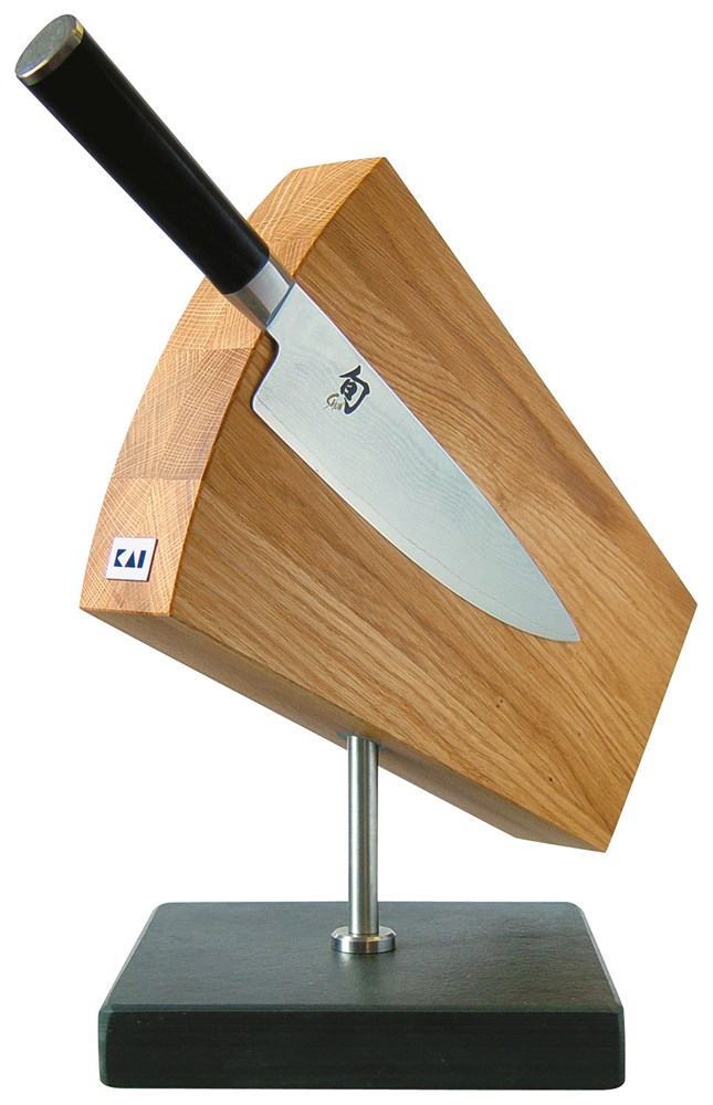 KAI SHUN Messerblock Eiche drehbar mit Granitsockel