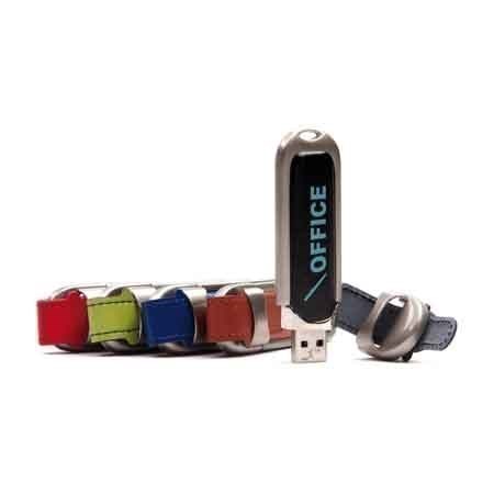 USB-Stick Kunstleder Office-Blau-16 GB