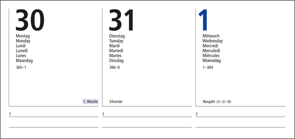 Wochenkalender Media, Siebdruck-Digital