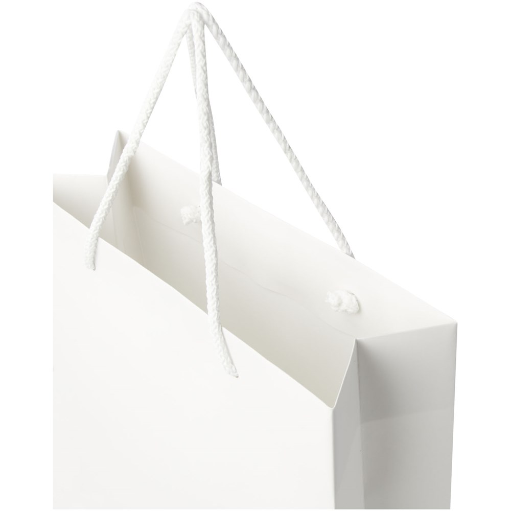 Handgefertigte 170 g/m² Integra-Papiertüte mit Kunststoff Kordelgriffen – 24 × 9 × 36 cm