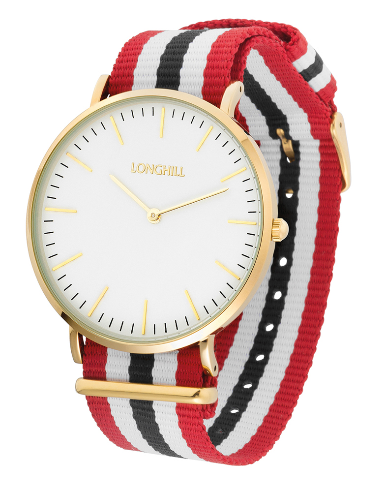 Metalluhr TEXSTYLE FLAT BIG - rot/weiss/schwarz