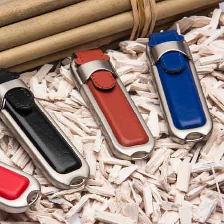 USB-Stick Kunstleder Office-Blau-16 GB