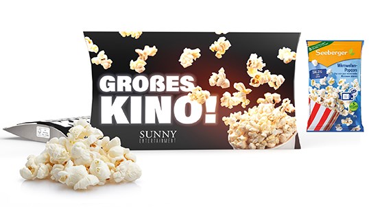 Mikrowellen-Popcorn in Werbekartonage