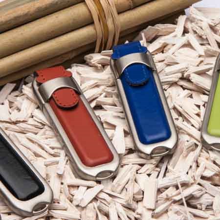 USB-Stick Kunstleder Office-Blau-16 GB